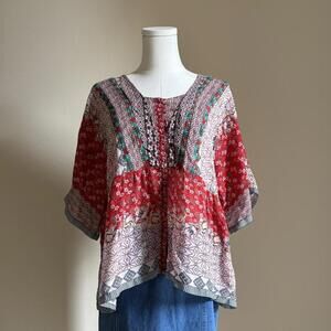 Johnny Was Zado boho mixed patchwork blouse small